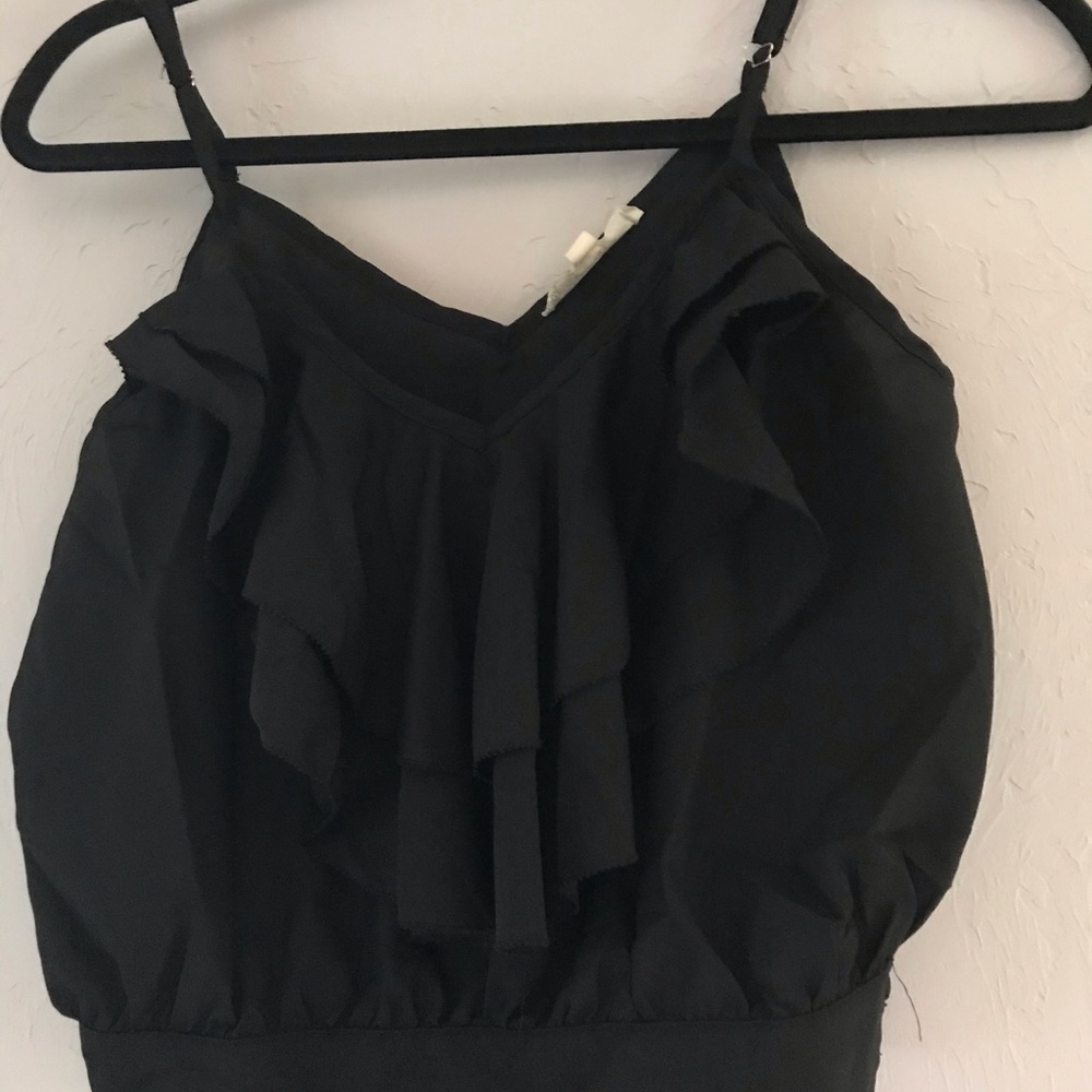 Black ruffle crop top